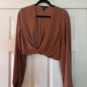 Forever 21 Satin Twist Crop Blouse